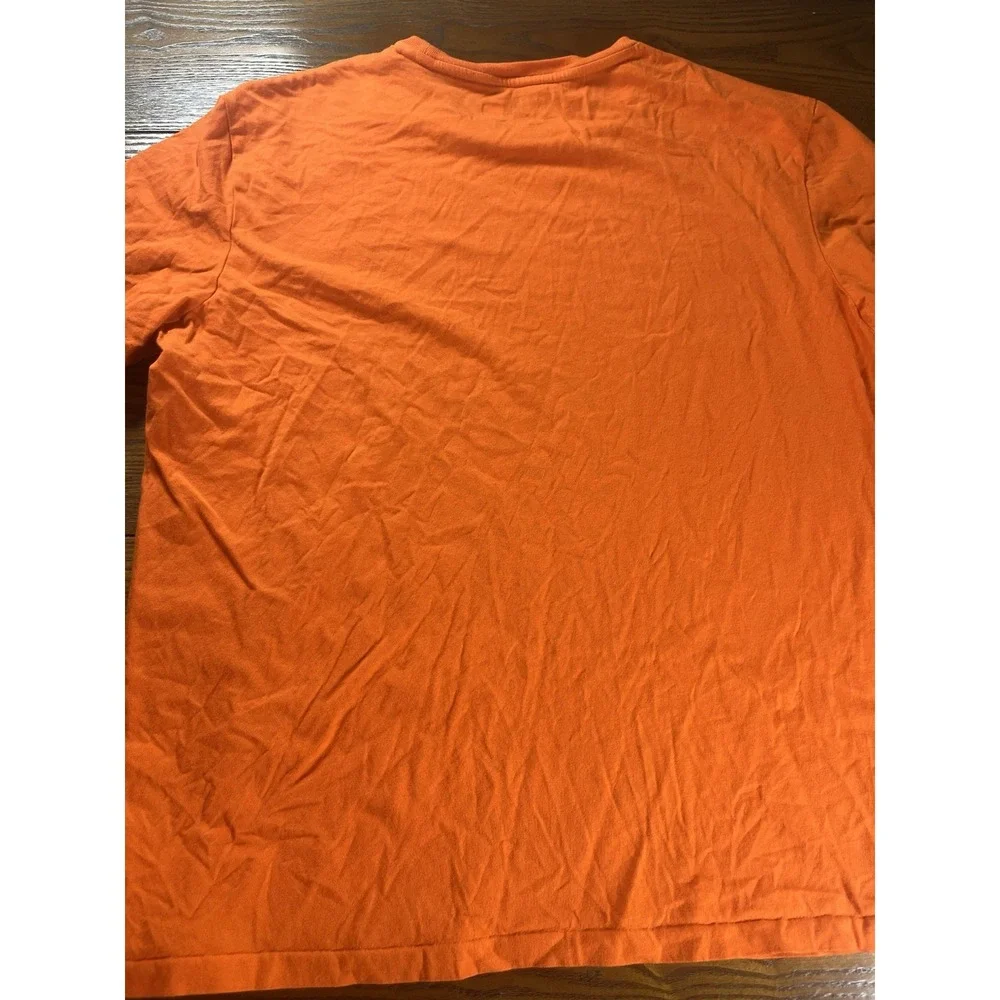 Polo Ralph Lauren Crew Neck T-Shirt Mens L Orange Short Sleeve Blue Pony Logo